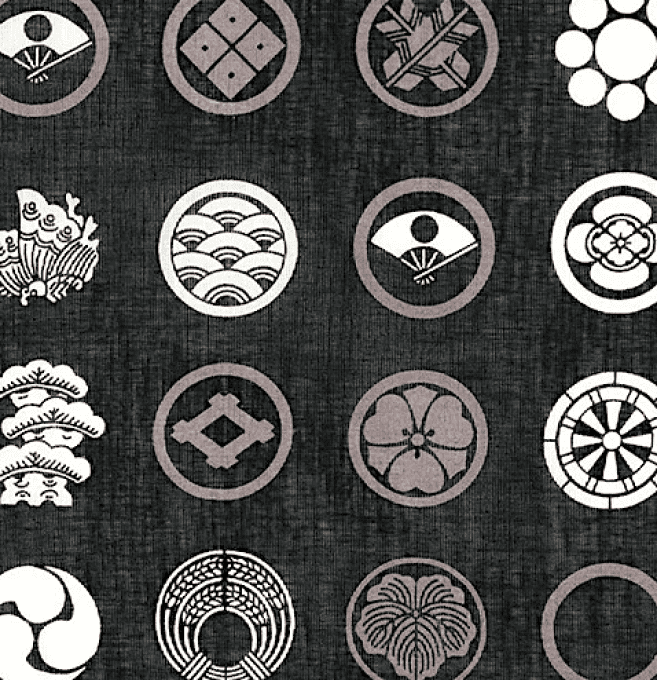 Tissus japonais Furoshiki noir coton Kamon 50x50cm Made in Japan