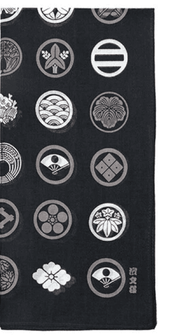 Tissus japonais Furoshiki noir coton Kamon 50x50cm Made in Japan