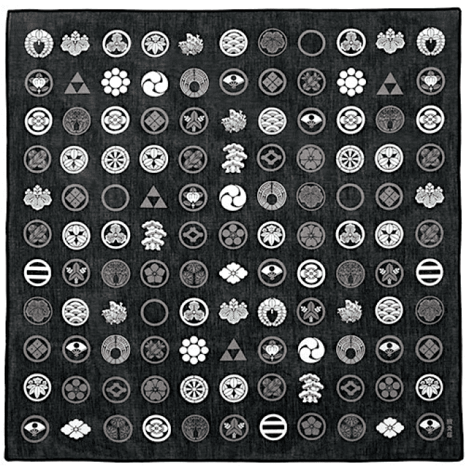 Tissus japonais Furoshiki noir coton Kamon 50x50cm Made in Japan