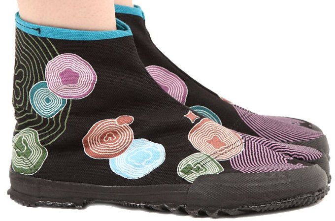 Jikatabi Kamon vague de fleur noir 26cm  Fabrication au Japon 