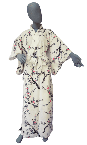 Yukata Ume blanc femme Taille:2L "Made in Japan"