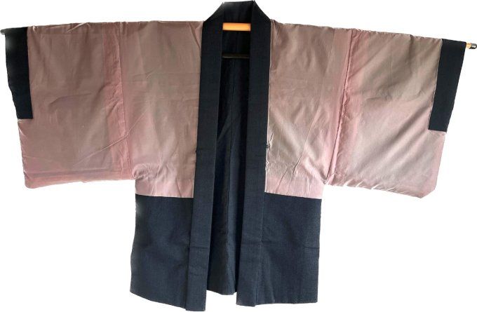 Antique Haori Tsumugi soie bleu indigo Yama no Mura Kurashi homme 