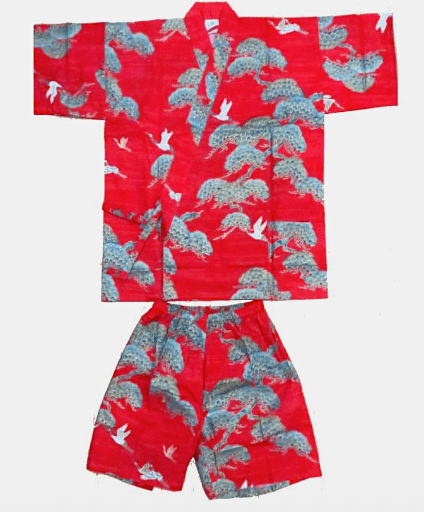 Jinbei japonais femme Matsu Tsuru  (Pin & Grue)  Made in Japan 