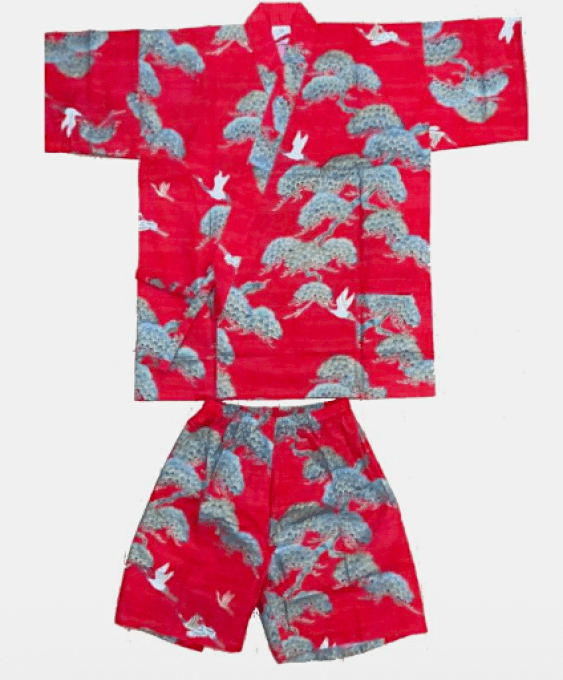 Jinbei japonais femme Matsu Tsuru  (Pin & Grue)  Made in Japan 
