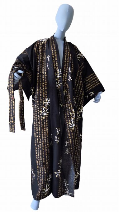 Yukata Shogun Hideyoshi noir coton homme "Made in Japan"