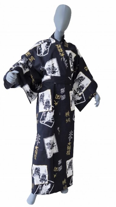 Yukata Sumo coton bleu marine Taille L (170~180cm) homme 