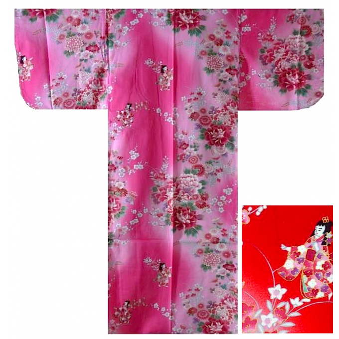 Yukata Bokashi Ningyo enfant (Fille) Made in Japan 