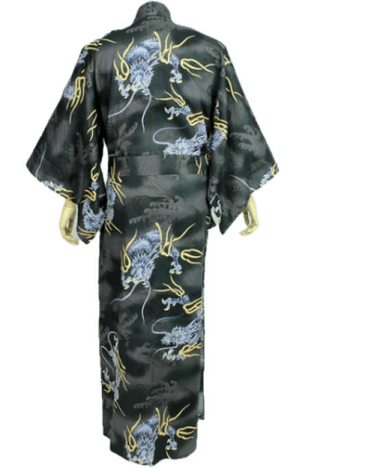 Yukata Dragon noir coton homme 