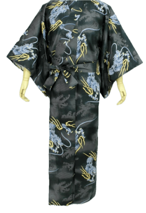 Yukata Dragon noir coton homme 