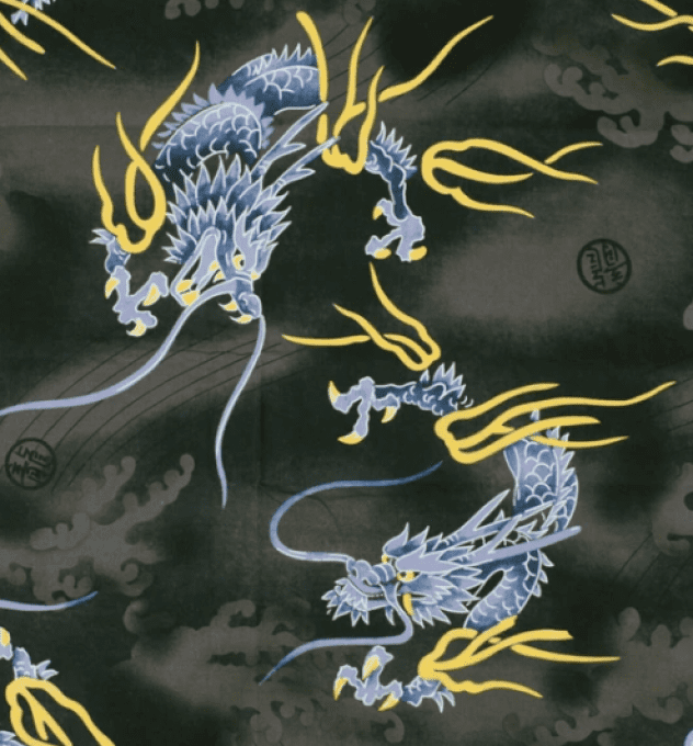 Yukata Dragon noir coton homme 