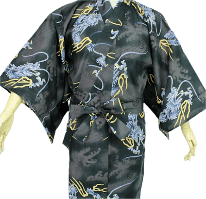 Yukata Dragon noir coton homme 