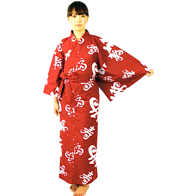 Yukata Fuku Kotobuki rouge femme