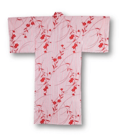 Yukata Japonais Femme Kikyō Blanc & Rouge - Made in Japan