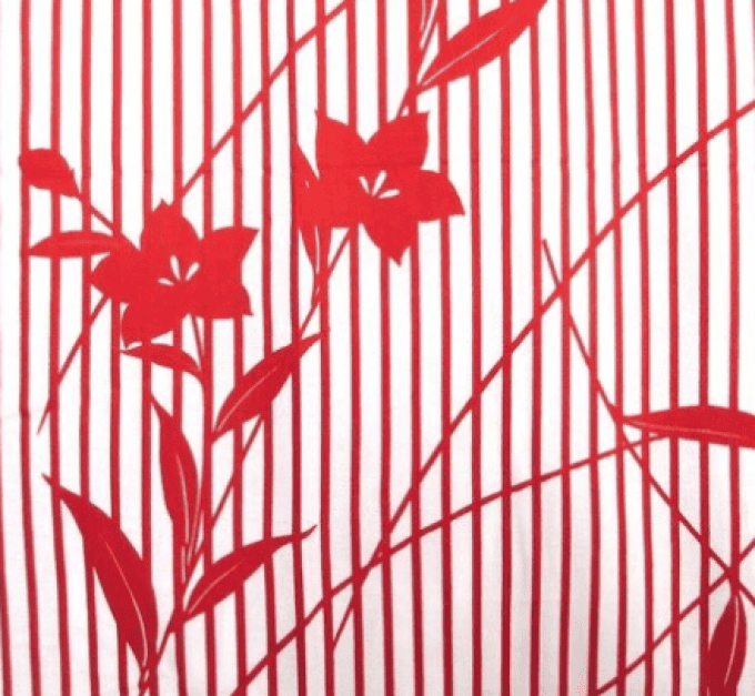 Yukata Japonais Femme Kikyō Blanc & Rouge - Made in Japan