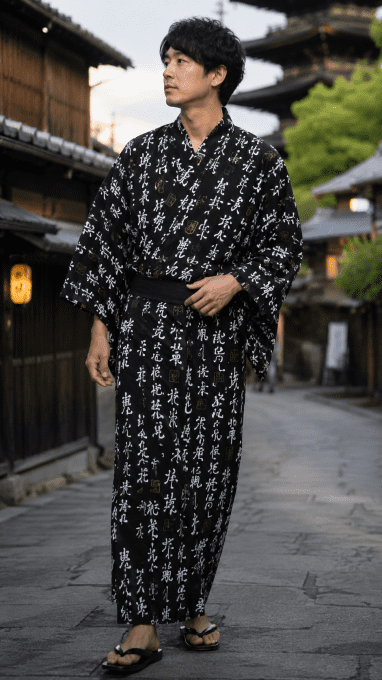 Yukata zen Hannya Shingyo homme