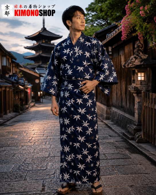 Yukata Homme Sasa Ni Hanko Made in Japan 