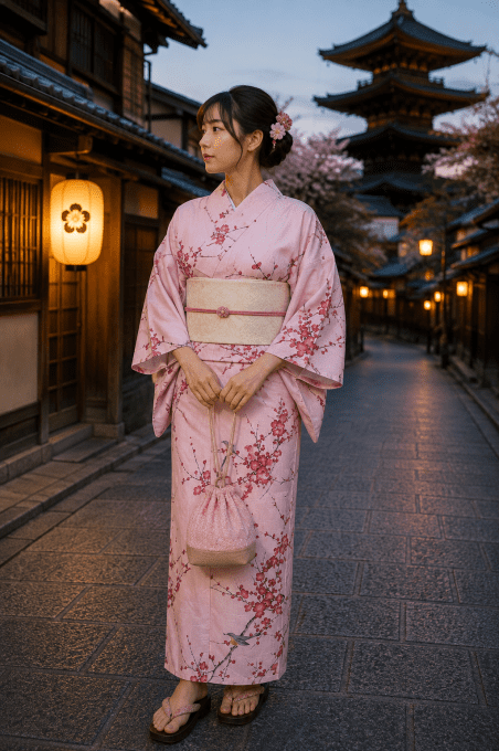 Yukata Ume Uguisu femme
