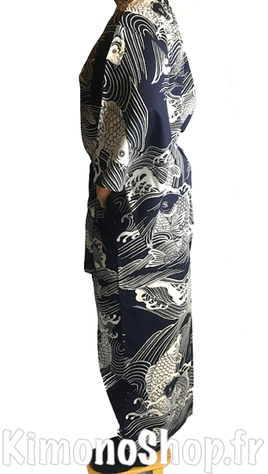 Yukata Koi homme Taille L/60" (170~180cm) Fabrication a Kyoto Japon 