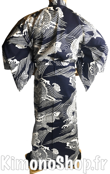Yukata Koi homme Taille L/60" (170~180cm) Fabrication a Kyoto Japon 