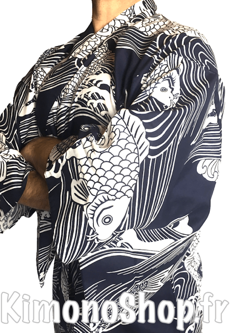 Yukata Koi homme Taille L/60" (170~180cm) Fabrication a Kyoto Japon 