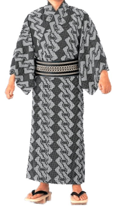 Yukata Odori Kusari coton gris homme  