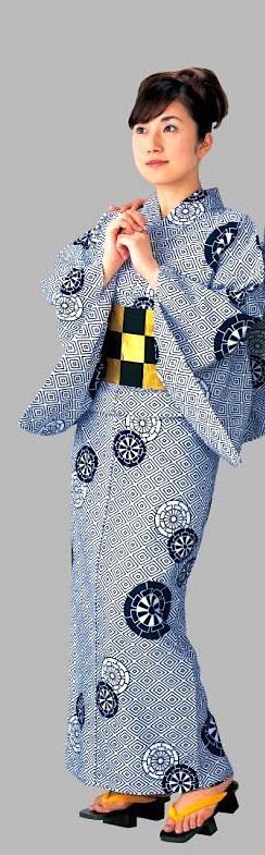Yukata Odori O Rin coton bleu marine femme