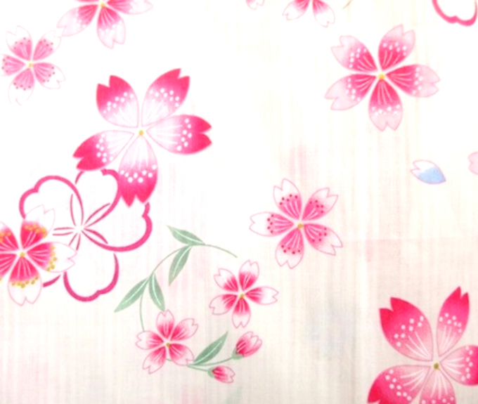Yukata fleur de cerisier Sakura rose coton femme - Made in Japan