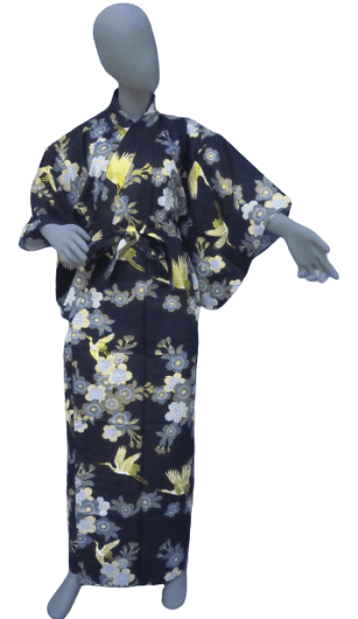 Yukata Sakura Tsuru coton bleu marine taille L femme  