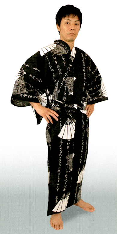 Yukata Moji Sensu éventail japonais noir homme "Made in Japan"
