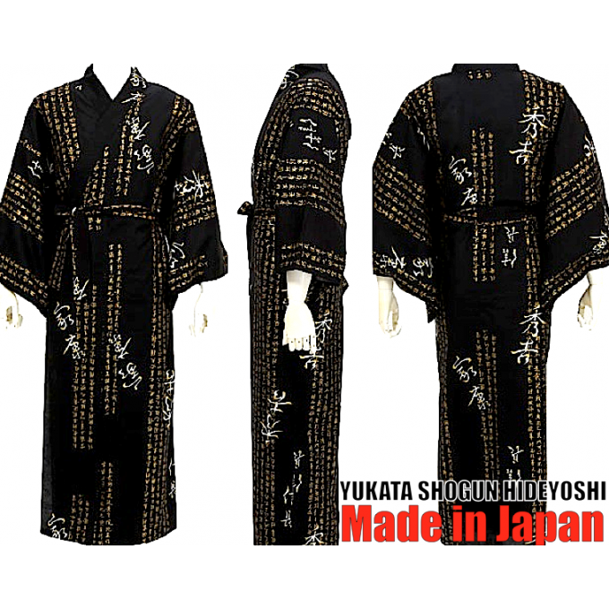 Yukata Shogun Hideyoshi bleu marine coton homme "Made in Japan"