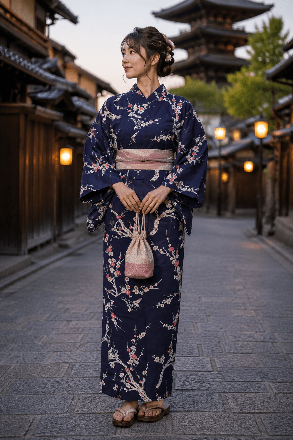 Yukata Ume fleur de prunier femme "Made in Japan" 