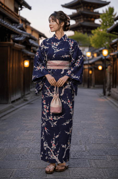 Yukata Ume fleur de prunier femme "Made in Japan" 