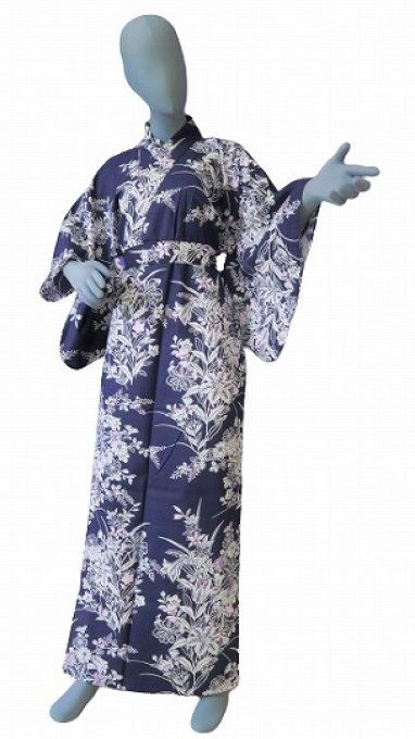 Yukata Yuri bleu marine Taille M femme "Made in Kyoto Japan"
