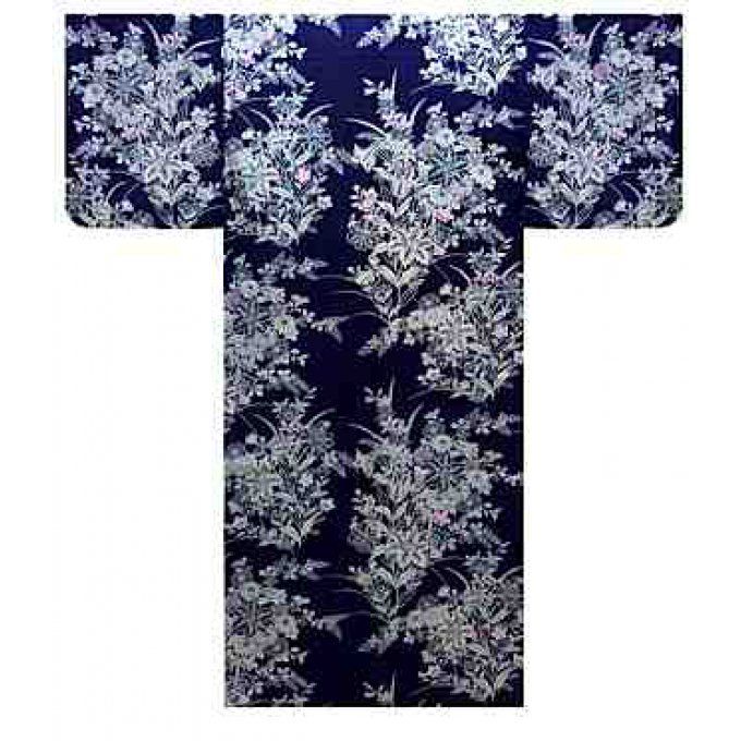 Yukata Yuri bleu marine Taille M femme "Made in Kyoto Japan"