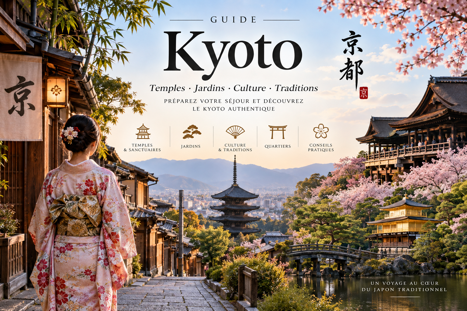 Visiter Kyoto : guide essentiel pour préparer son séjour Guide pour visiter Kyoto : temples, jardins, quartiers traditionnels, kimono, gastronomie et conseils pour préparer son séjour