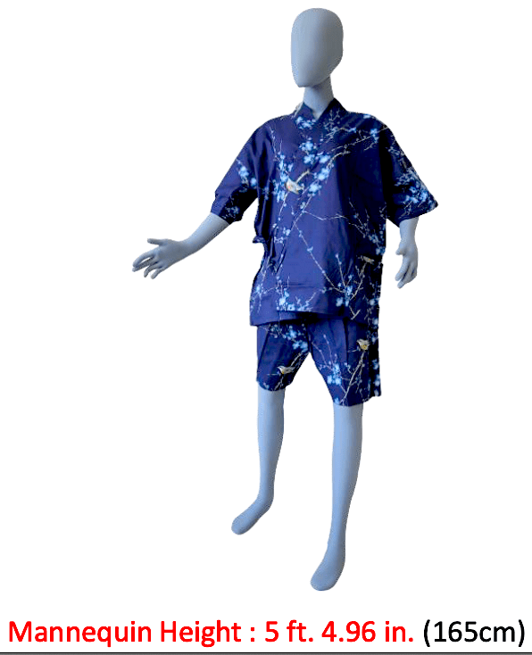 Jinbei femme Ume & Uguisu coton bleu marine – Made in Japan