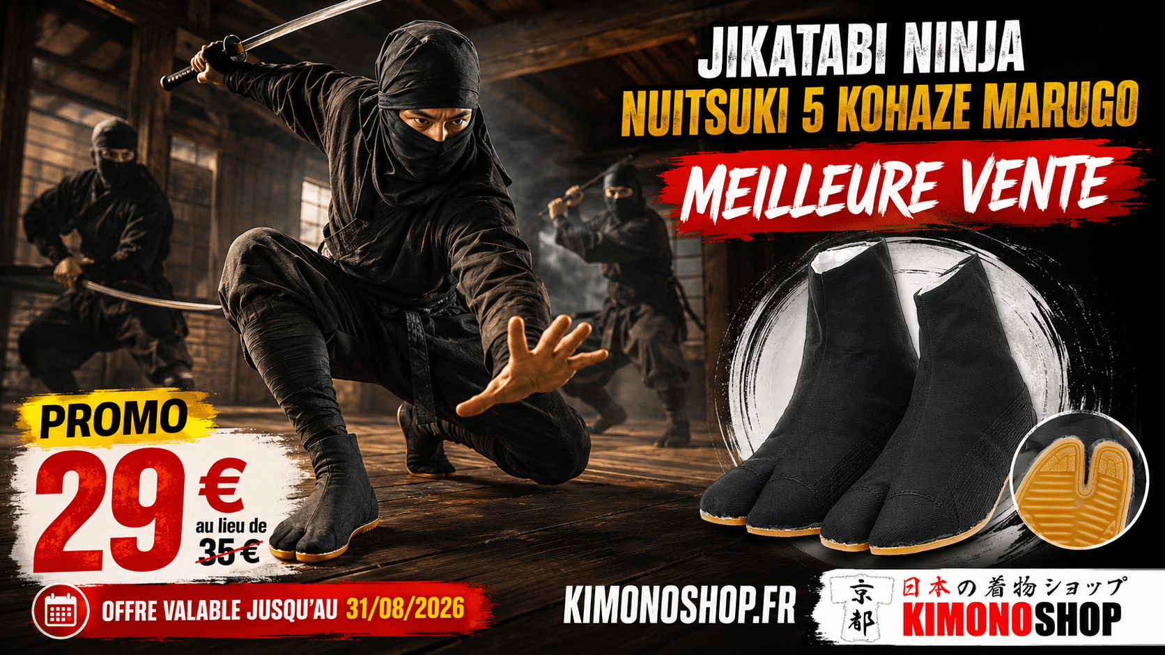 Chaussure NINJA Jikatabi Ninja Nuitsuki 5 Kohaze Marugo - Meilleure vente - PROMO 29 euros au lieu de 35 euros - KimonoShop.fr