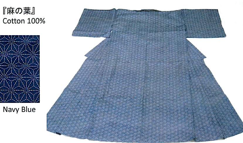 Kimono Yukata Asanoha coton bleu marine homme Taille L 