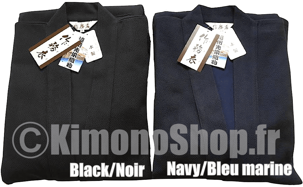 Luxe Samue Sashiko coton noir & bleu marine Made in Japan