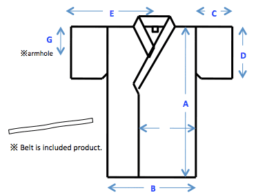 Tailles et dimensions de nos kimono Yukata