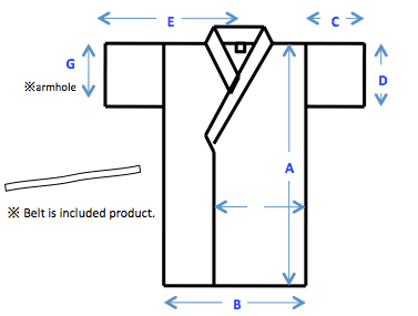 Taille & dimension kimono japonais femme (manche droite)