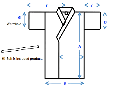 Taille & dimension kimono japonais homme (manche droite)