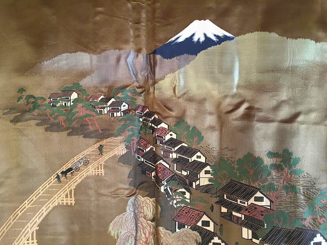 Antique haori homme Tokaido Fuji San Yama no Mura