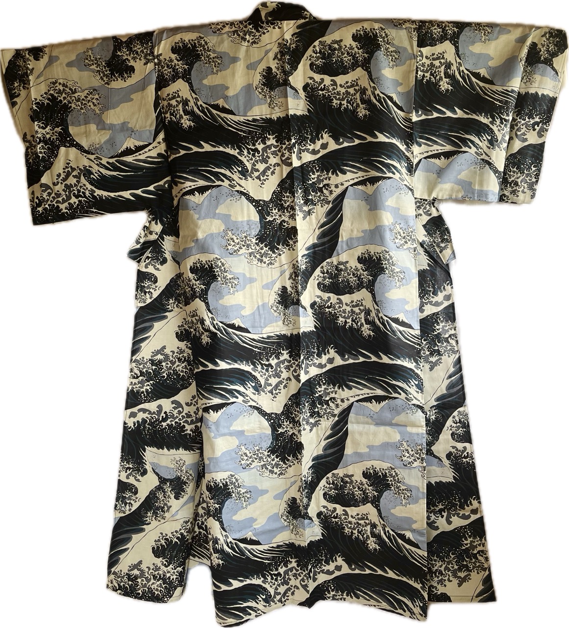 Yukata japonais Nami Hokusai noir homme Taille 64 inch 185cm 