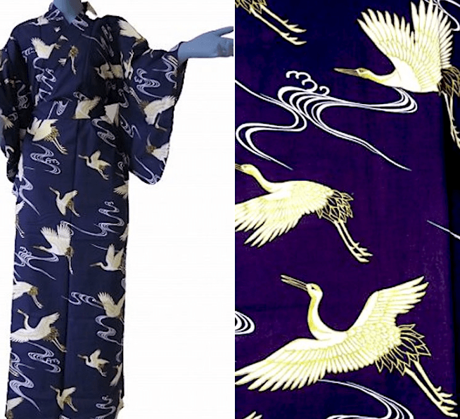 Yukata Ryu Sui Tsuru - Grues sacrées & tradition